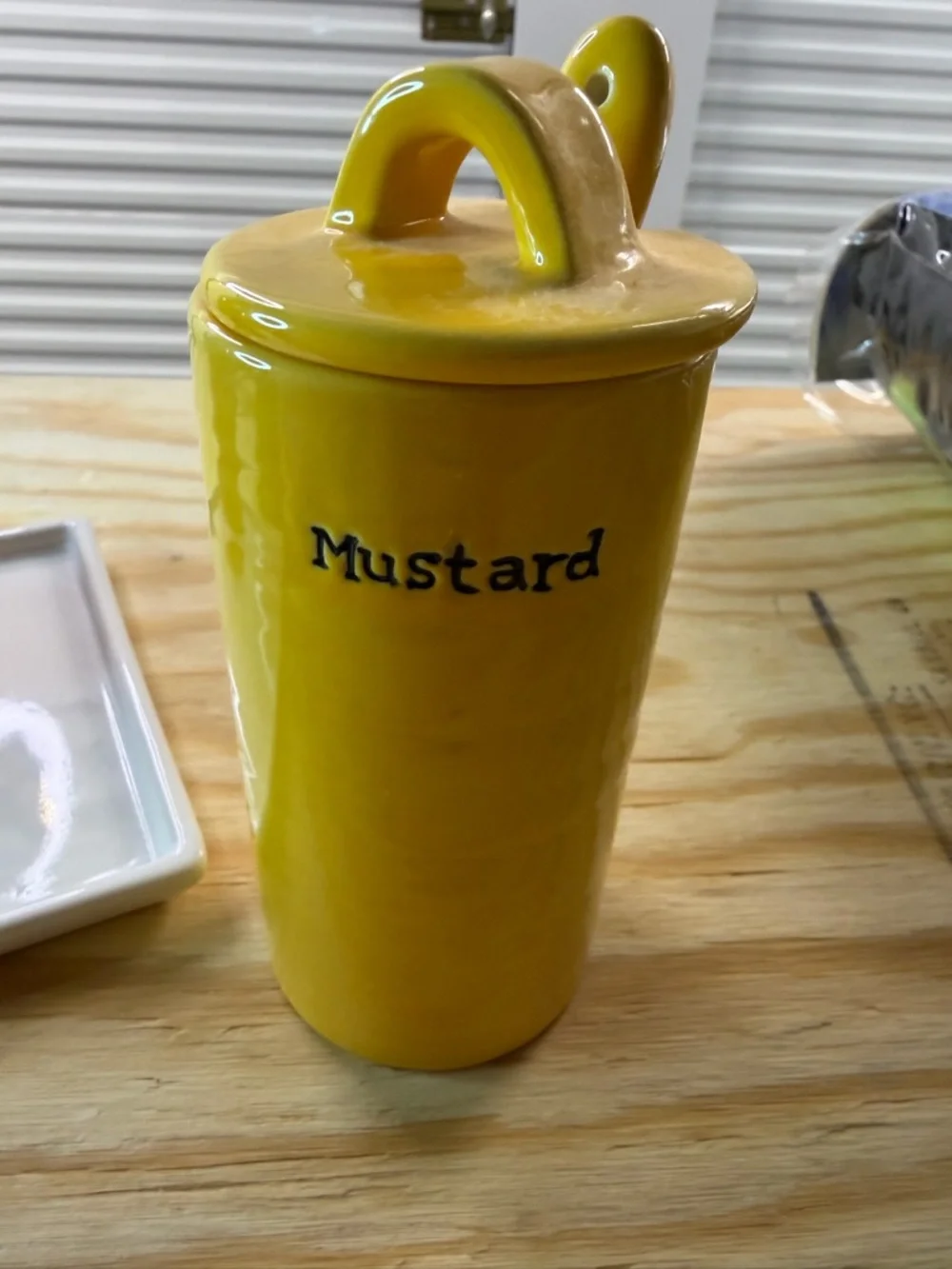Pottery Barn Ceramic Condiment Set‎ in Red, Yellow, Green, and White